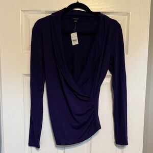 Ann Taylor Deep Purple Wrap Blouse